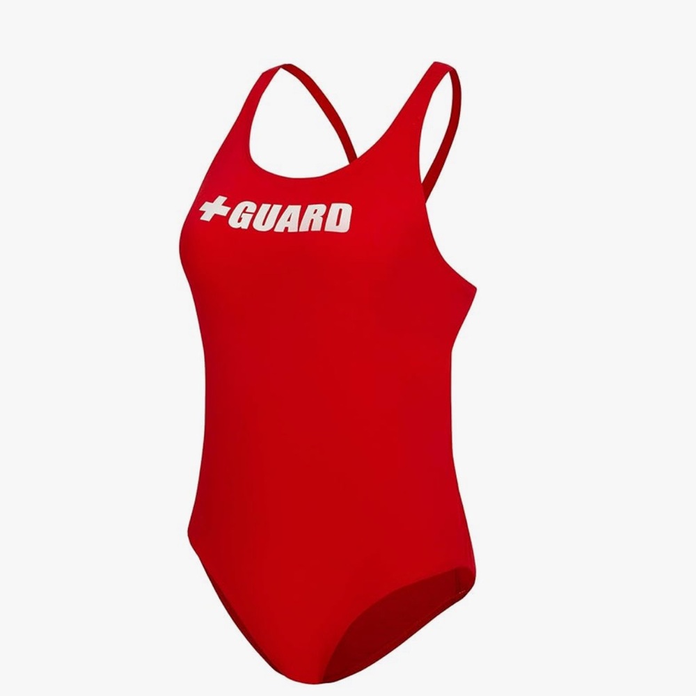 Guard Swimsuit One Piece Wide Strap w/Shelf Bra Balrix New 32 red